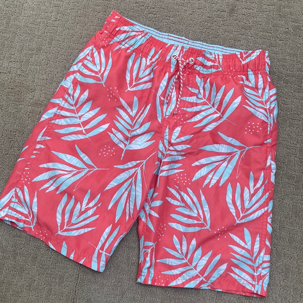Boys kids Cat & Jack Target swim trunks floral coral 14-16 XL